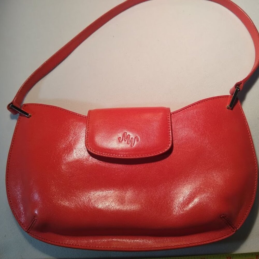 NWOT vintage 90's Monsac Italian leather purse -- coral-red